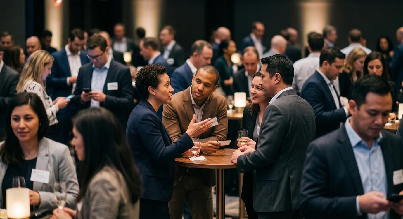 Executives networking at World AI Show Indonesia
